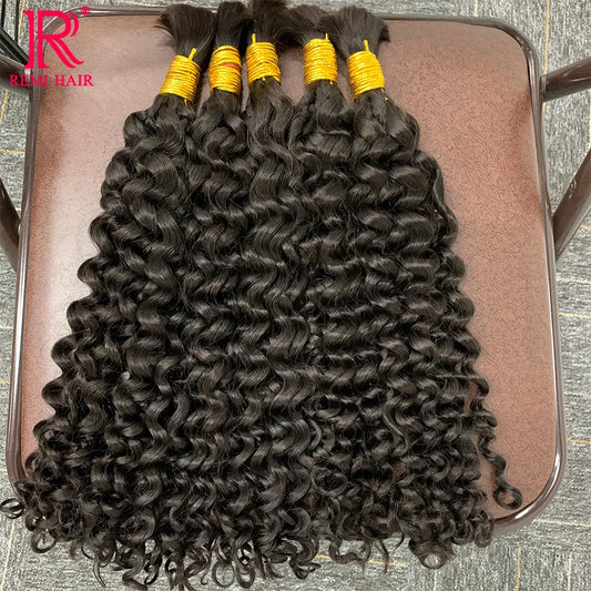 Indian Hair Loose Deep 100% Real Remy Hair Bulks Unprocessed No Weft Curly Human Hair Extensions Weaving Hair for Women Braiding