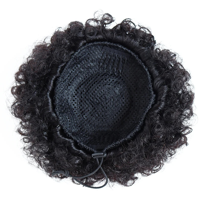 Afro Puff Drawstring Ponytail Human Hair Brazilian Kinky Curly Drawstring Ponytail Afro Puff Bun Chignon Accessories