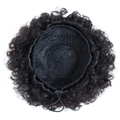 Afro Puff Drawstring Ponytail Human Hair Brazilian Kinky Curly Drawstring Ponytail Afro Puff Bun Chignon Accessories