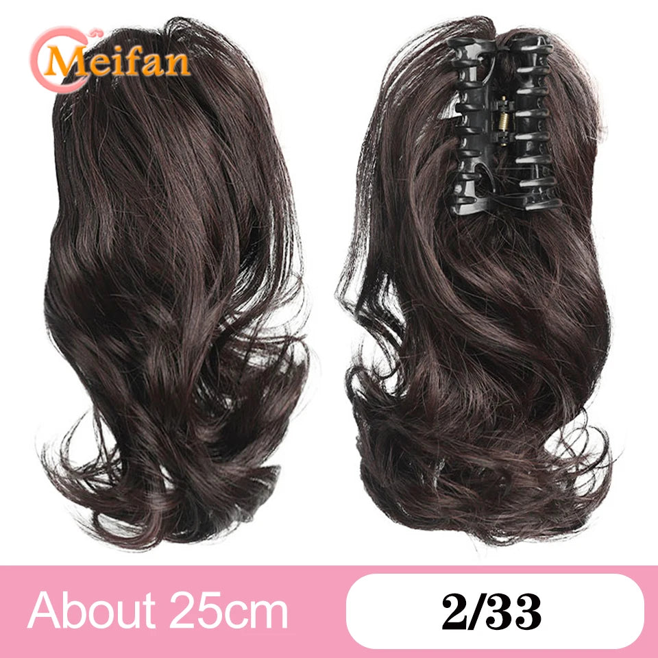 Ponytail Extension Synthetic Long Claw Curly Ponytail Mixed Blonde Clip in Hair Extension Natural Looking Hairpiece for Women