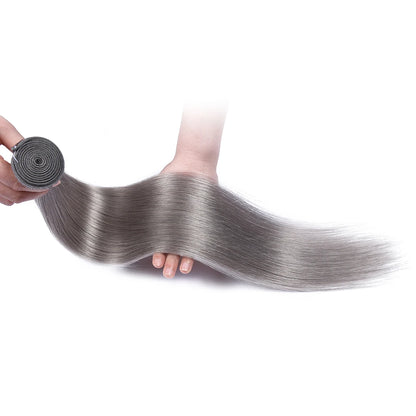 Gray Hair Weft Bundles Brazilian Grey Straight Human Hair Bundles Three Pieces Hair Weaving HairUGo Brazilian 10-30 Inches