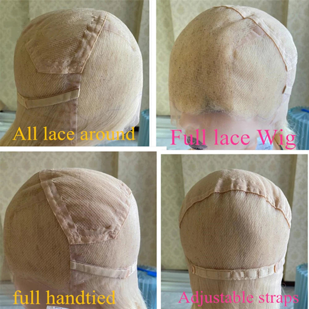 Full Lace Wig Warm Blonde Highlights Human Hair Wigs 13x6 HD Invisible Lace with Natural Roots Slight Wavy Virgin Hair 180%