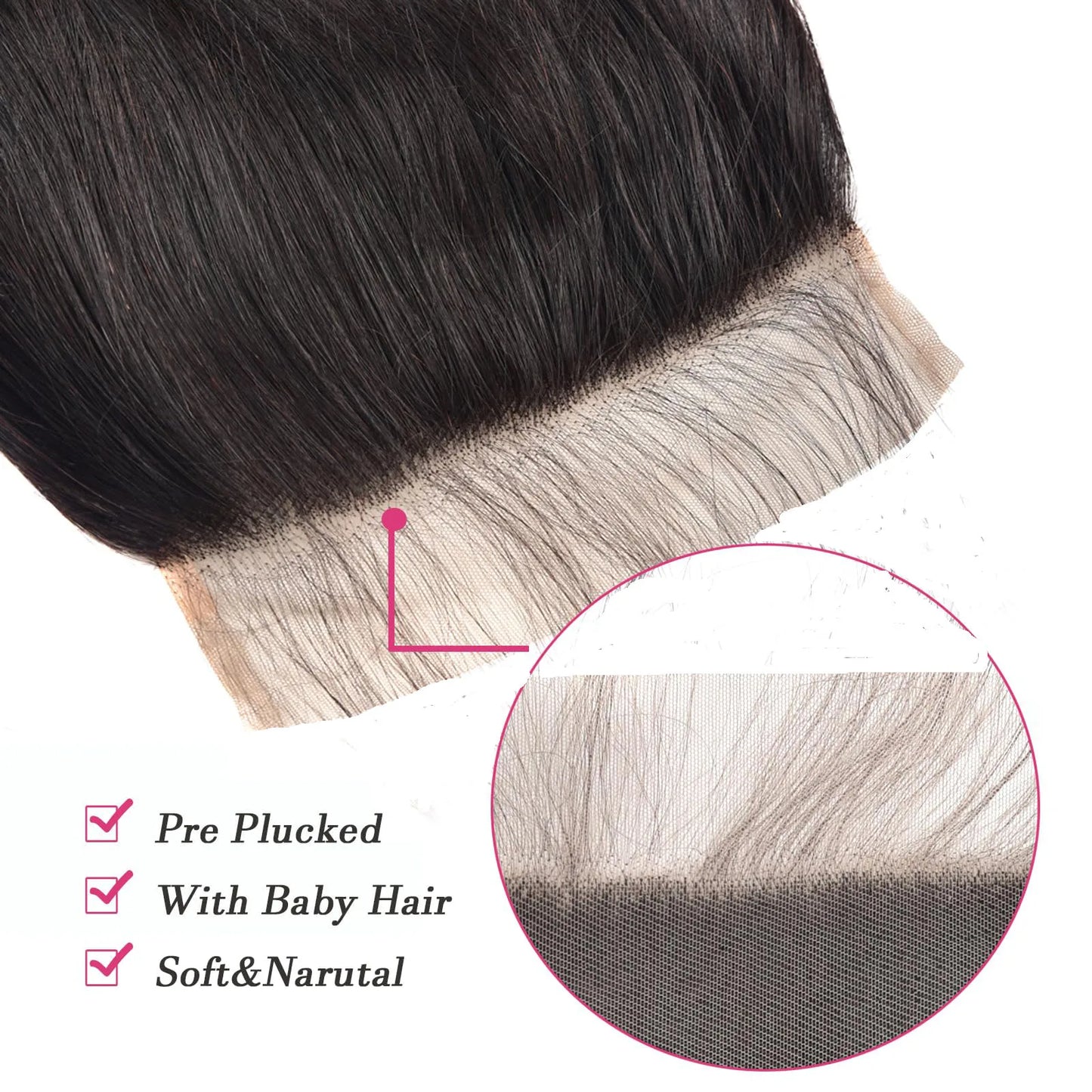 4x4 5x5 Lace Closure Straight Human Hair Top Lace Closure Preplucked Ear to Ear 13x4 Lace Frontal Transparent  Lace Closure