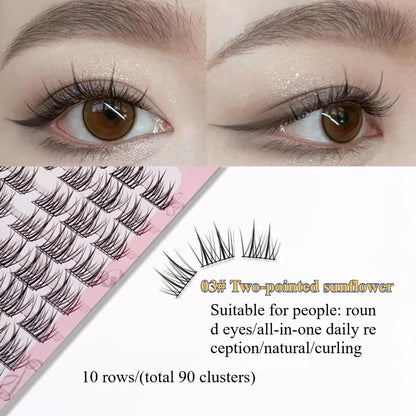 3D DIY Segment False Eyelashes – Glue-Free, Easy Wear, Reusable Cluster Lashes for Natural Korean Look & Eye-Enlarging Daily Mak