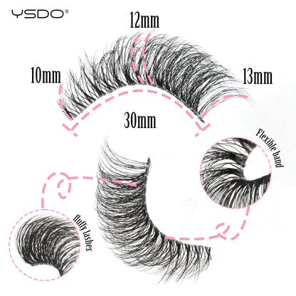 YSDO Natural Long Eyelashes 10 Pairs Wispy Soft 3D Mink Lashes Reusable Cat Eye Lashes Makeup Eyelash Extension Faux Cils