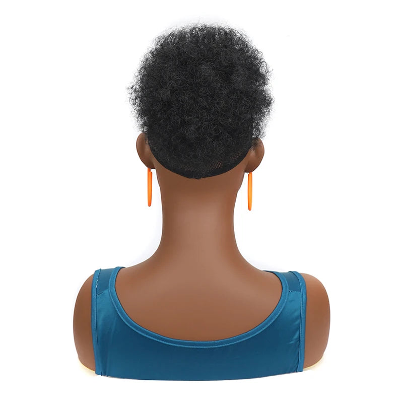 Afro Hair Puff for Black Woman Synthetic Kinky Curly Elastic Hair Bun Chignon Ponytail Hair Extensions Thick Updo Hairpieces