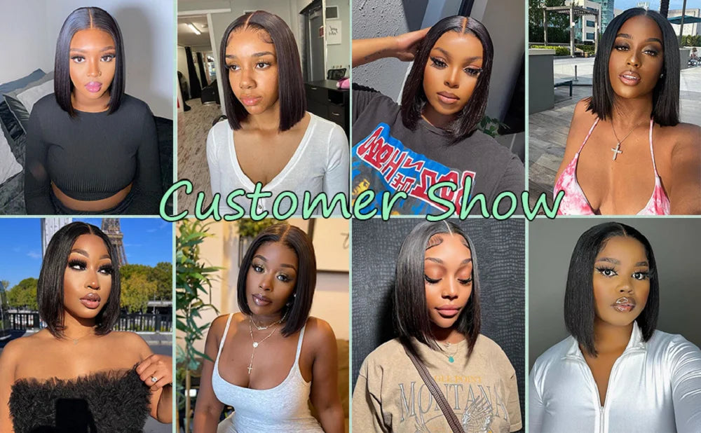 V Part Wig Human Hair Bob Wig for Black Women Brazilian Remy Straight Human Hair U Part Wig Beginner Friendly No Glue No Sew in