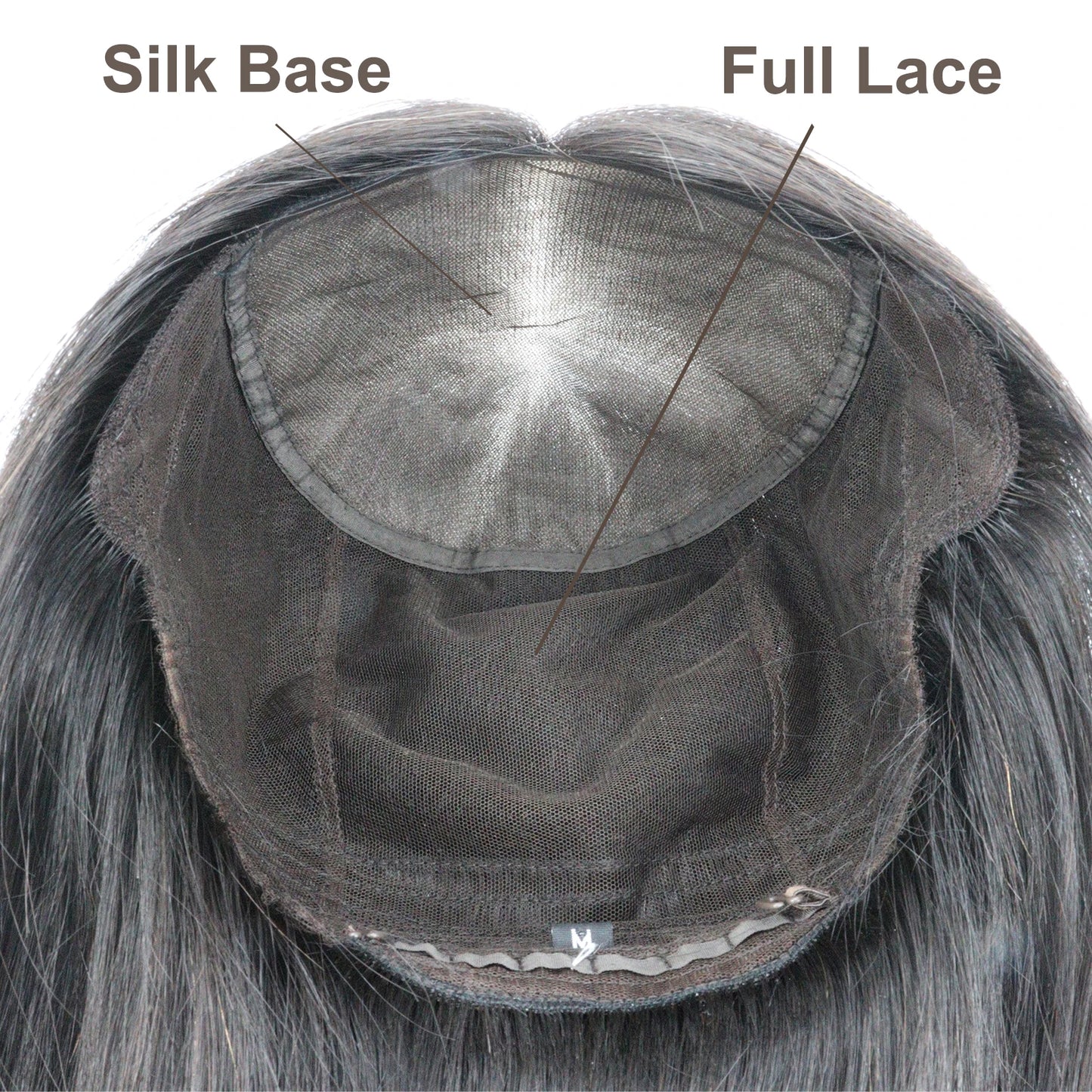 Full Lace Silk Base Wig with PU Front 18" Remy Human Hair Wig for Women Natural Black Silk Top Glueless Wig Natural Scalp