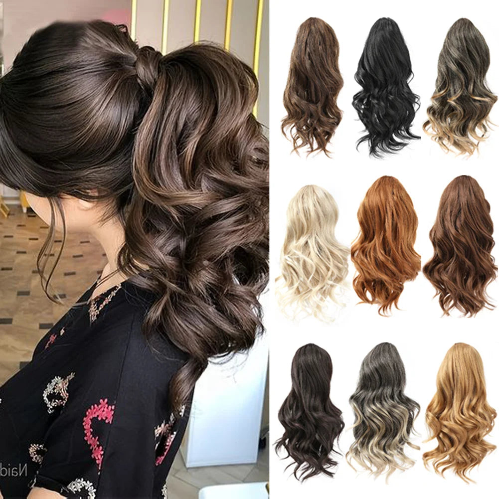 Ponytail Extension Synthetic Hair 10" Claw Clip in Short Curly Wavy Ponytail Hairpiece for Women Girls Daily Use