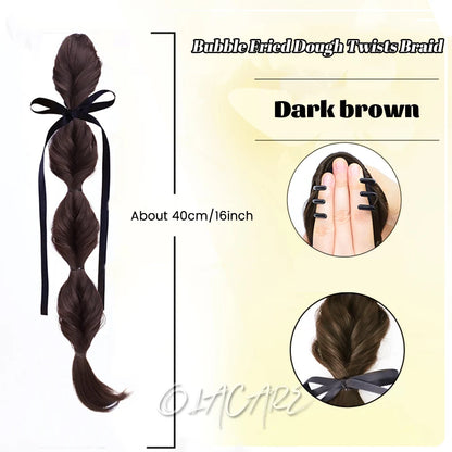 Ponytail Extension Bow Claw Curly Wavy Clip in Hairpiece Ponytail Hair Extensions Long Pony Tail Synthetic for Women Girl Daily