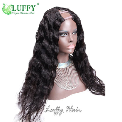 Deep Wave U Part Wig Human Hair No Leave Out Glueless V Part Wigs Brazilian Human Hair For Women 180% Density Clip in Half Wigs