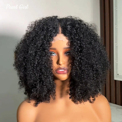 Afro Kinky Curly Bob Wigs 13x6 13x4 HD Lace Front Wigs Human Hair Glueless Wig Pre Plucked for Women Natural Black Color Bob Wig