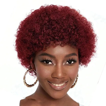 Afro Kinky Curly Highlight Wig Human Hair Ombre Brown Blonde Kinky Curly Afro Human Hair Wigs for Women Cosplay Full Machine Wig