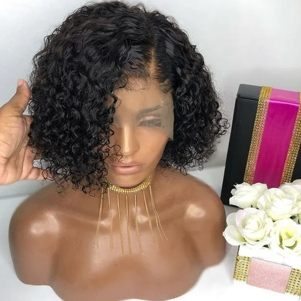 T Part Mongolian Kinky Curly Lace Front Wigs For Women Preplucked With Baby Hair Curly 12A Human Hair Wigs Deep Curls Wig Hair