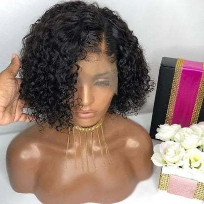 T Part Mongolian Kinky Curly Lace Front Wigs For Women Preplucked With Baby Hair Curly 12A Human Hair Wigs Deep Curls Wig Hair