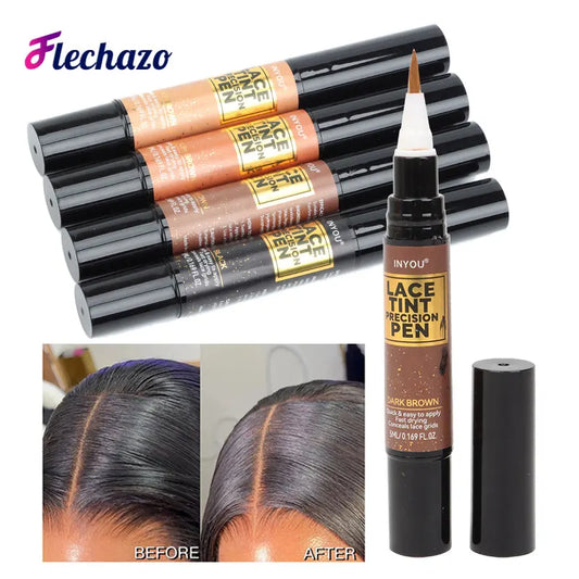 Lace Tint Pen Tinted Lace Precison Parting Pen Black Medium Dark Light Brown 5Ml 0.17Oz - Wig Lace Tint With Brush Applicatior