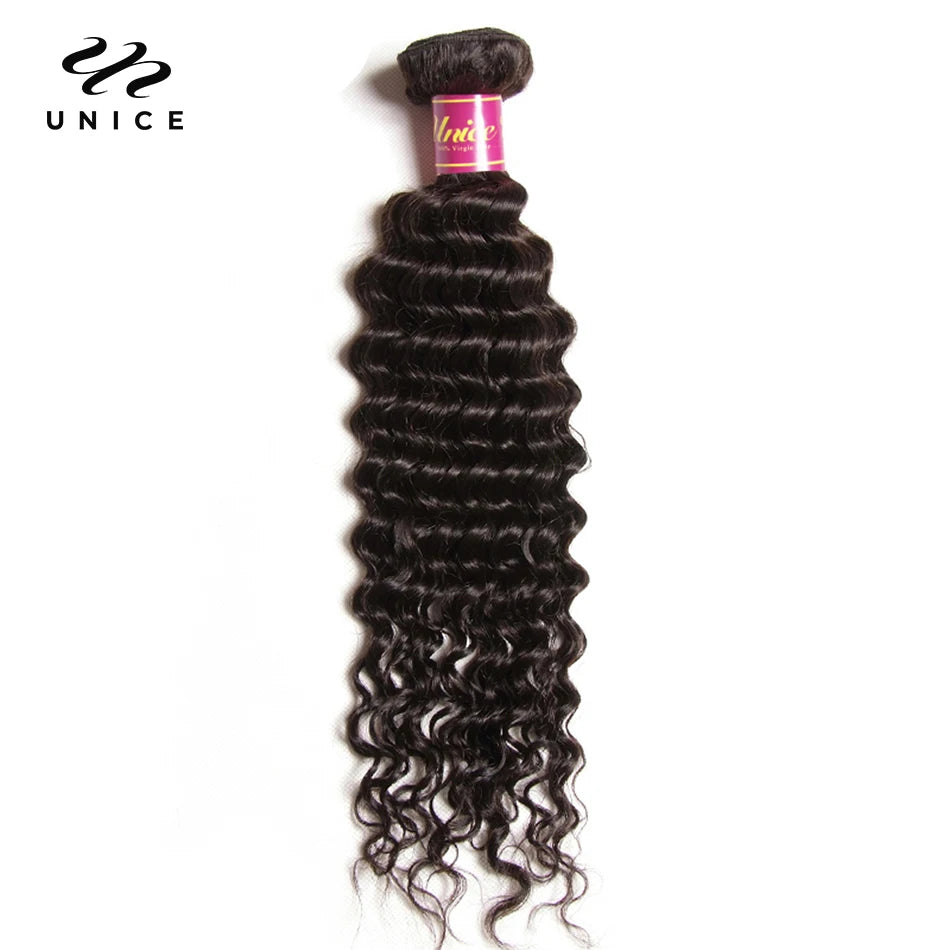 UNice Hair Peruvian Deep Wave Human Hair Hair Bundles 1/3/4 PCS 100% Human Hair Sew In Weaves 12-26 Inch Remy Hair Weave Bundles