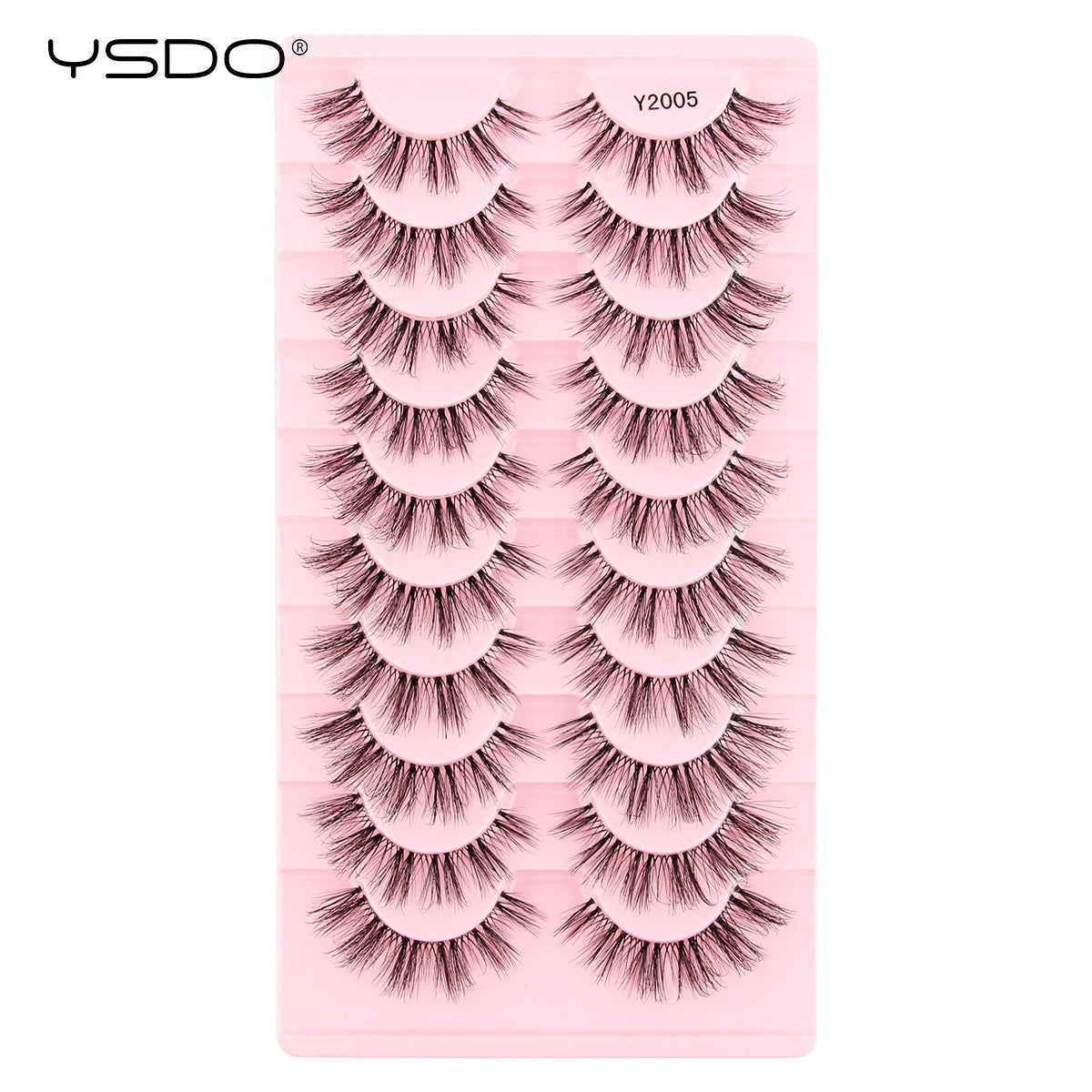 YSDO Natural Long Eyelashes 10 Pairs Wispy Soft 3D Mink Lashes Reusable Cat Eye Lashes Makeup Eyelash Extension Faux Cils