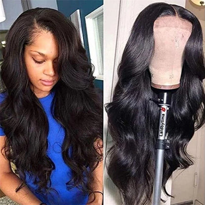 Premium Natural Black Wavy Synthetic Wig  for Women Middle Part Curly Natural Looking 22 Inch Long Full Volume
