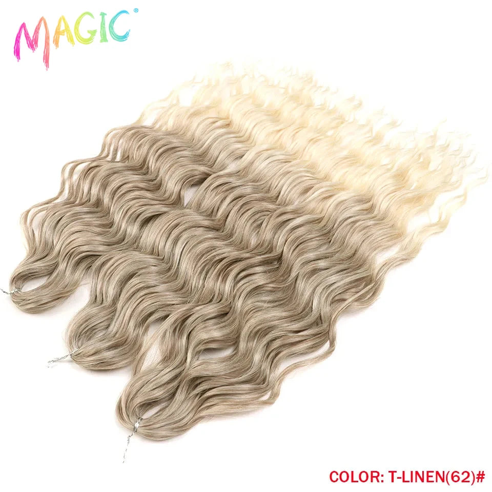 Magic Hair Synthetic Loose Deep Wave Braiding Hair Extensions 24 Inch Water Wave Braid Hair Ombre Blonde Twist Crochet Curly Hai
