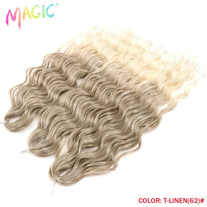 Magic Hair Synthetic Loose Deep Wave Braiding Hair Extensions 24 Inch Water Wave Braid Hair Ombre Blonde Twist Crochet Curly Hai