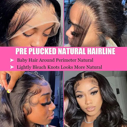 13x6 Lace Full Frontal Wigs Human Hair Body Wave 250% Density Brazilian Virgin Hair Preplucked Transparent Lace 13x4 Frontal Wig
