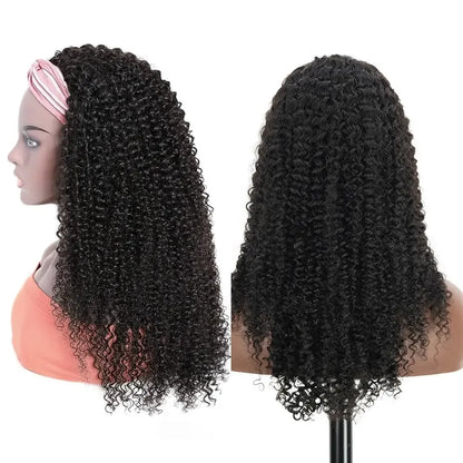 Headband Wig 100% Brazilian Human Hair Curly Wigs Easy To Install Water Wave Real Human Hair Wigs 180% Density