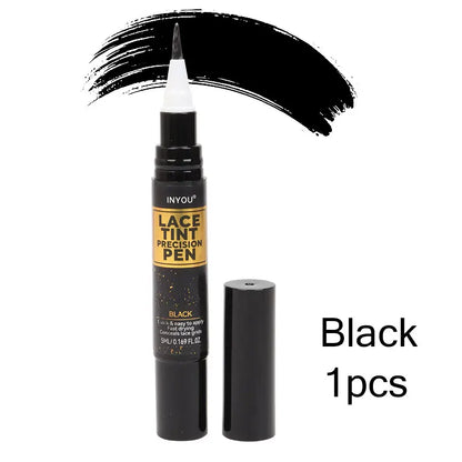 Lace Tint Pen Tinted Lace Precison Parting Pen Black Medium Dark Light Brown 5Ml 0.17Oz - Wig Lace Tint With Brush Applicatior