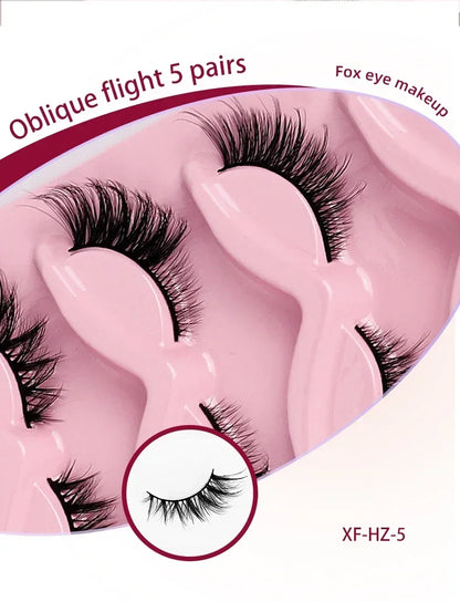 5 Pairs Cat Eye Lashes Faux Mink Eyelashes Natural long Manga Lashes Winged End Eye Elongated Eyelashes Fake Lashes Makeup