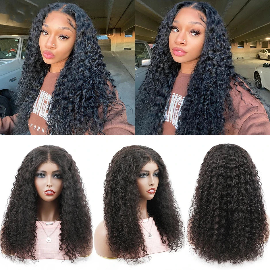 Wear And Go Glueless Wigs Water Wave HD Lace Closure Wigs Human Hair 180% Density Lace Frontal Pre-Cut Preplucked Hairline