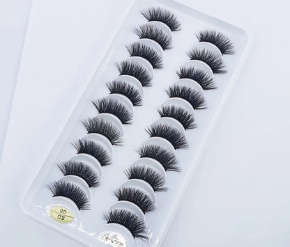 New 10 Pairs Crisscross Half Eye Lashes Natural False eyelashes Handmade 3D Mink Lashes Makeup Tools Reusable Eyelash Extension