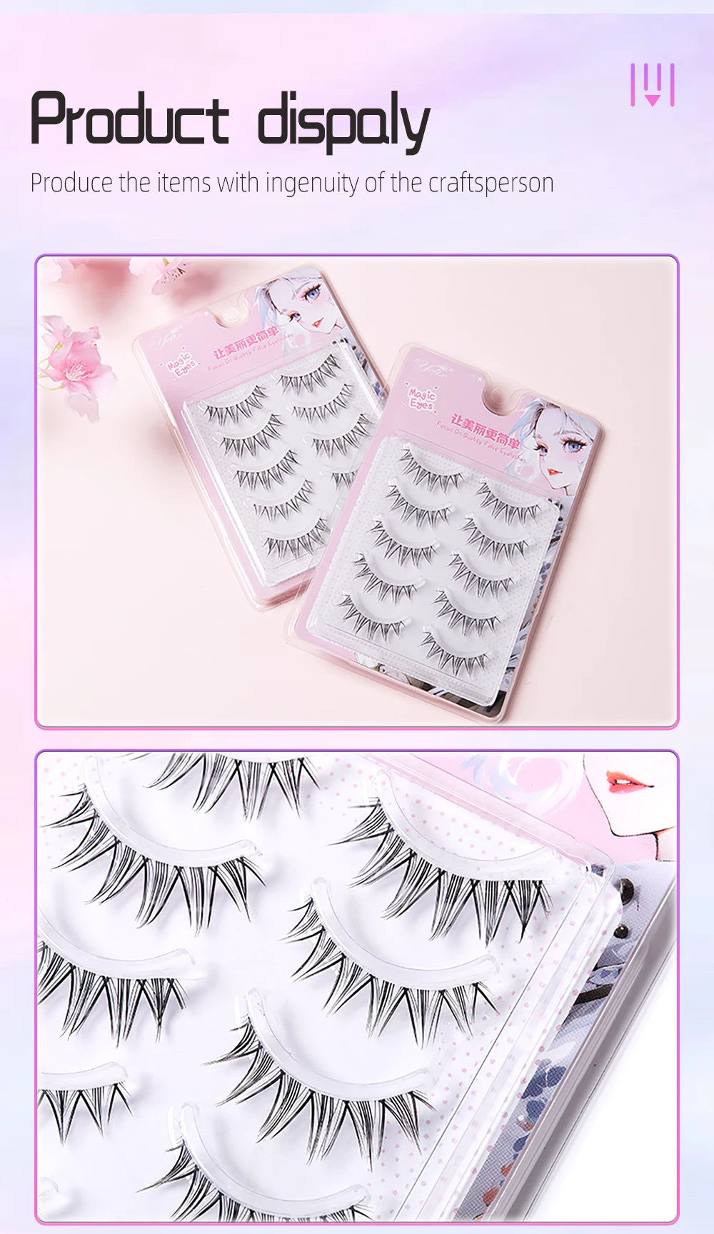 Yelix Manga Lashes With Clear Band Natural Eyelashes Spiky Asiatic Eye Soft Wispy Lashes 2024 Girl Group False Lashes