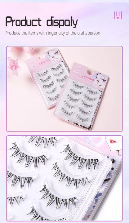 Yelix Manga Lashes With Clear Band Natural Eyelashes Spiky Asiatic Eye Soft Wispy Lashes 2024 Girl Group False Lashes