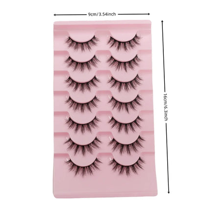 7 pairs of reusable fairy tale style false eyelashes - A-type doll natural appearance, long and curly, 10-12 millimeters, ultra-
