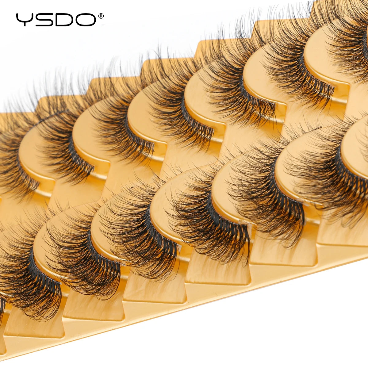 YSDO Natural Long Eyelashes 10 Pairs Wispy Soft 3D Mink Lashes Reusable Cat Eye Lashes Makeup Eyelash Extension Faux Cils