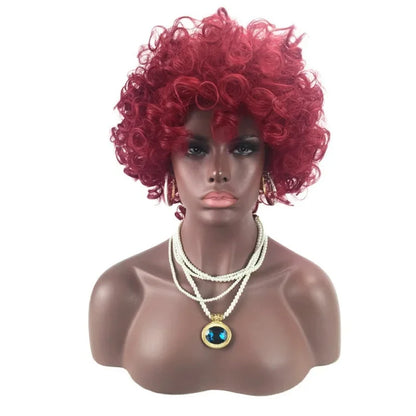 Kinky Curly Wig Short Synthetic Hair Red Wigs for Women Wave Wig
