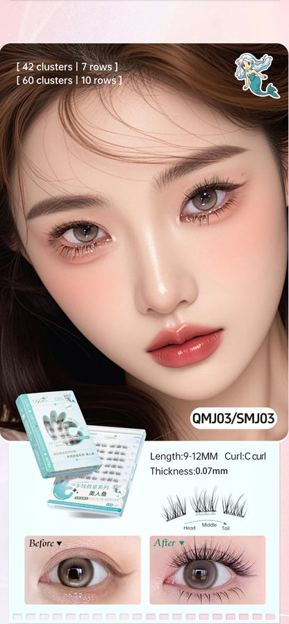 Yelix Self-adhesive Glue Free False Eyelashes Reusable DIY Segmented DIY Lashes Clusters No Glue Needed Natural Soft Lashes