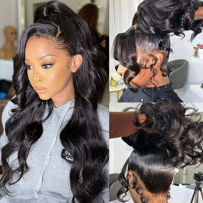 360 Lace Front Wig Human Hair Body Wave Invisi Strap Snug Fit 360 Transparent Lace Frontal Wigs Pre Cut Lace Wig