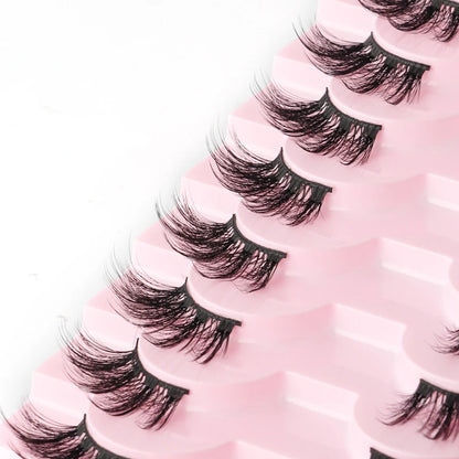 Cat Eye Lash 3/5/10 Pairs Half Lashes Natural Long False Eyelashes Wispy 3D Mink Lashes Volume Faux Cilios Extension Makeup Tool