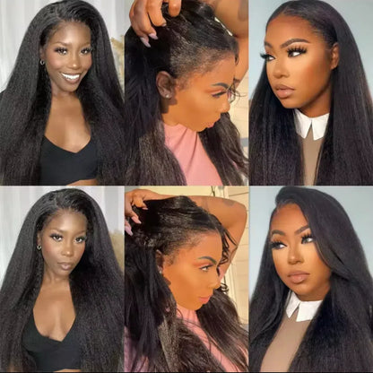 Elegant straight synthetic tied wig with 13x4 pre combed thermal resistance fiber, suitable for women, no need for glue, 180% de