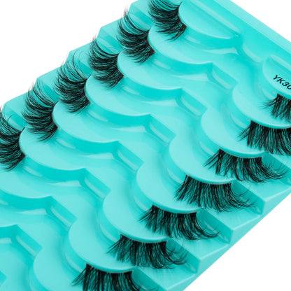 3D Mink Lashes 3/10 Pairs Cat Eye Half Lashes Natural Long False Eyelashes Strip Makeup Soft Fake Eyelash Extension Make Up Tool