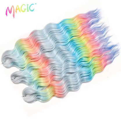 Magic Hair Synthetic Loose Deep Wave Braiding Hair Extensions 24 Inch Water Wave Braid Hair Ombre Blonde Twist Crochet Curly Hai