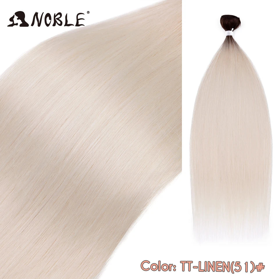 Straight Hair Extensions Bundles With Frontal Closure Synthetic Hair Bundles Salon Natural Hair Yaki Straight High Temperature