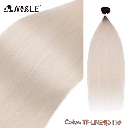 Straight Hair Extensions Bundles With Frontal Closure Synthetic Hair Bundles Salon Natural Hair Yaki Straight High Temperature