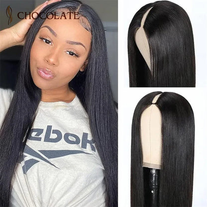 Malaysian Straight V Part Wig Human Hair Wigs For Women Straight Wigs No Leave Out Side Part Wig Machine Made Human Hair Wig