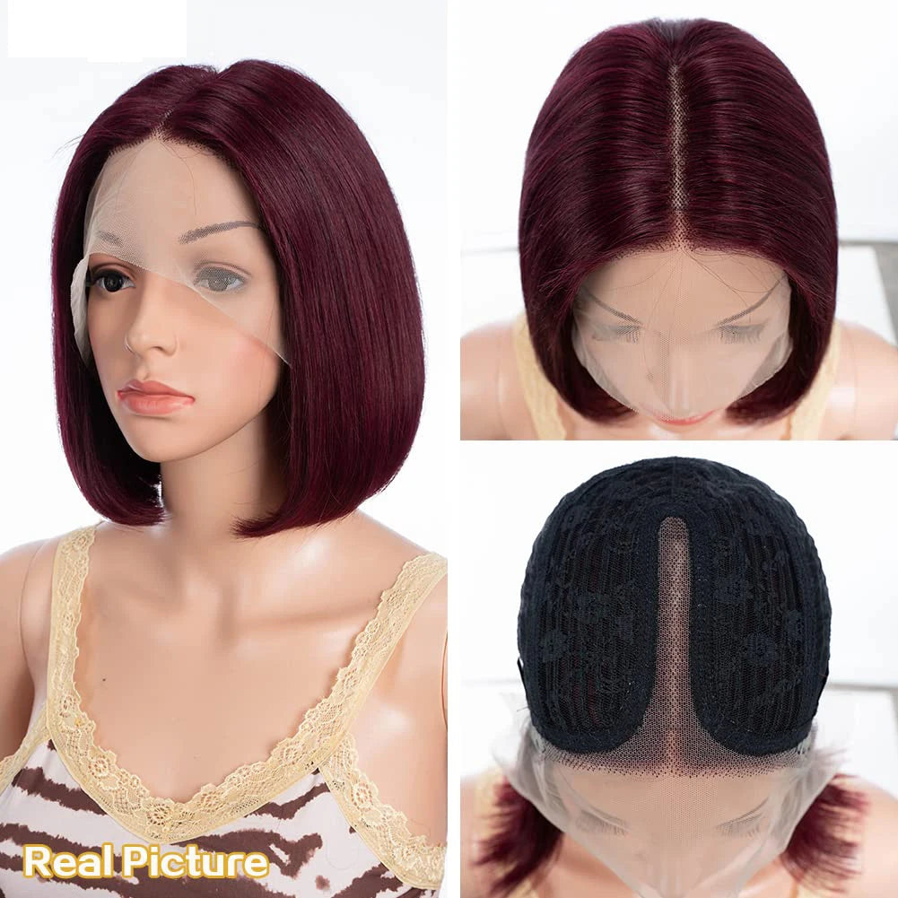 Glueless wigs  T Part Lace Front Wig 13*4 Lace Front Human Hair Wigs For Women  Closure Wigs 180 Density Short Straight Bob Wigs