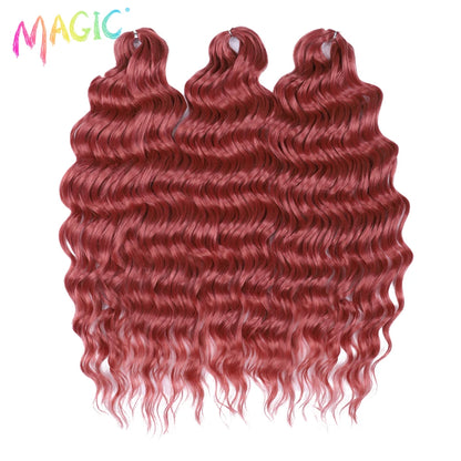 Magic Hair Synthetic Loose Deep Wave Braiding Hair Extensions 24 Inch Water Wave Braid Hair Ombre Blonde Twist Crochet Curly Hai