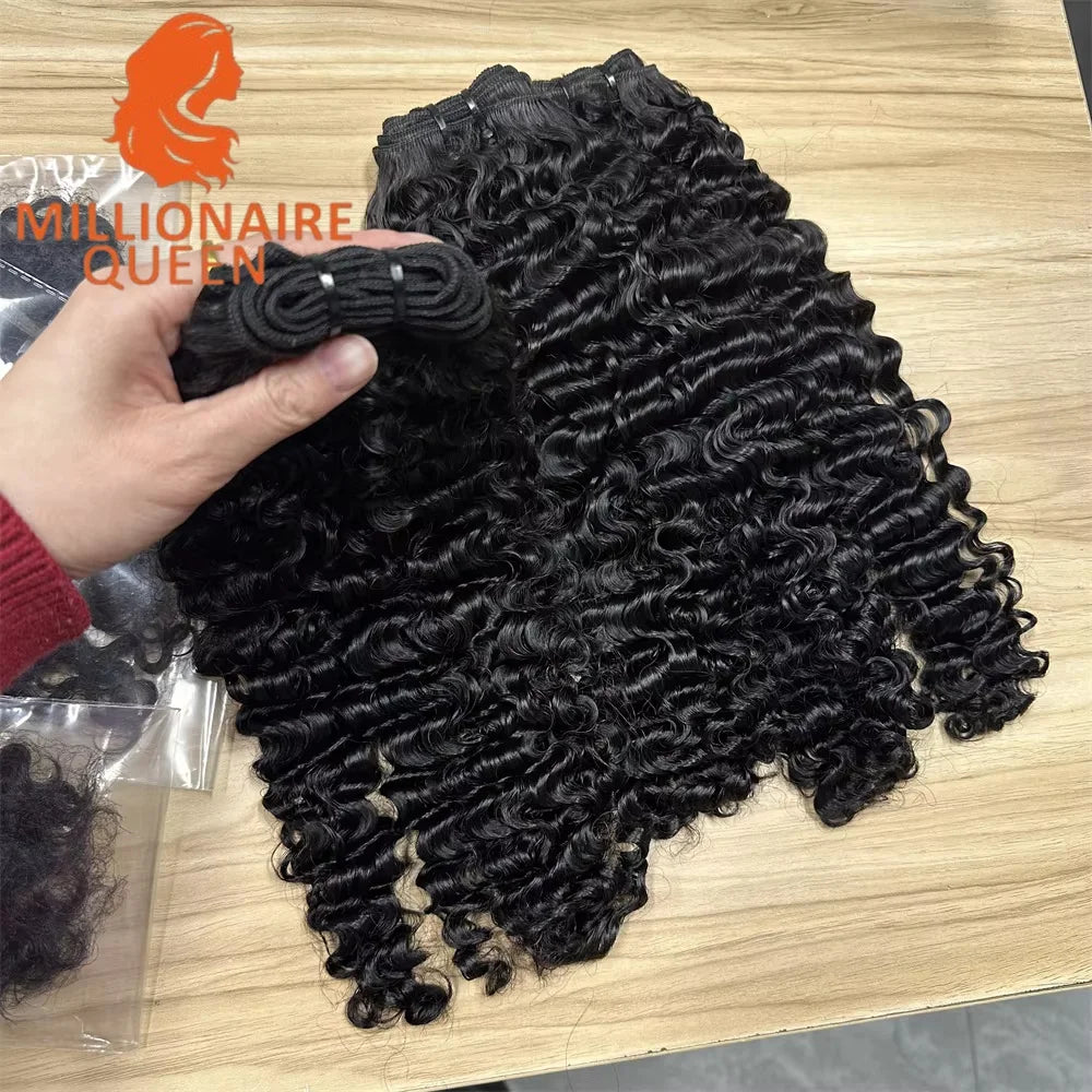 3C4A Burmese Curly Hair Bundles Virgin Human Hair Burmese Vietnamese Raw Human Hair Extensions Wholesale For Full Head 18A
