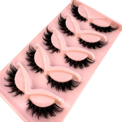 New 5 Pairs Cat Eye Lashes Faux Mink Eyelashes Natural long Manga Lashes Winged End Eye Elongated Eyelashes Fake Lashes Makeup