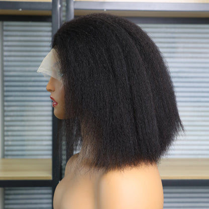 Kinky Straight 13x4 Lace Frontal Human Hair Wig For Women Brazilian Yaki Straight Short Bob Wig Human Hair Pre Plucked On Sale